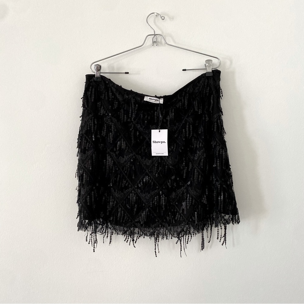 Showpo. Khrizza Sequin Diamond Mesh Black Costume/Party Mini Skirt size 14 - Picture 8 of 11